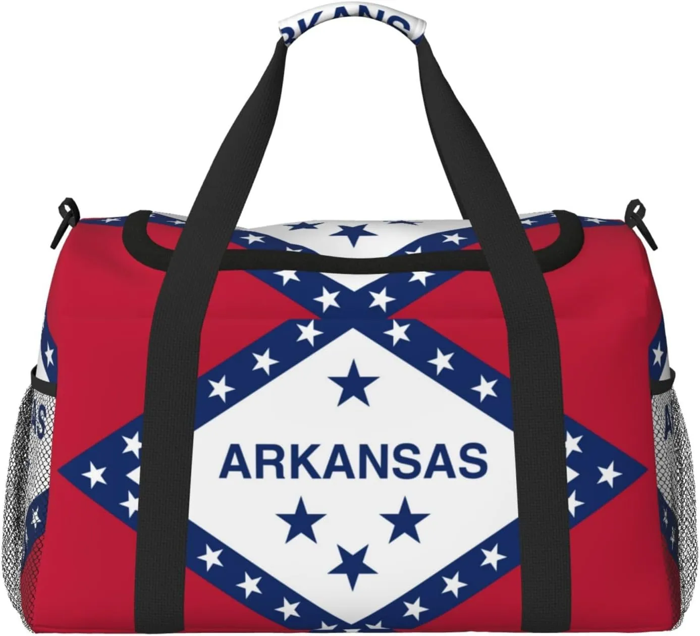 Flag Of Arkansas Travel Duffel Bag Large Foldable Waterproof Overnight Bag For Beach Swim Bags Pool Sports Gym