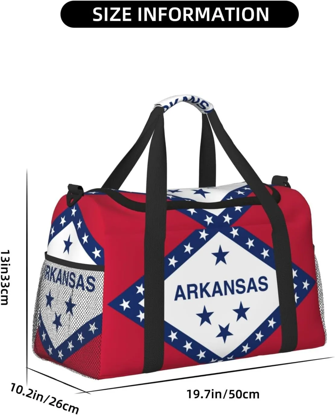 Flag Of Arkansas Travel Duffel Bag Large Foldable Waterproof Overnight Bag For Beach Swim Bags Pool Sports Gym