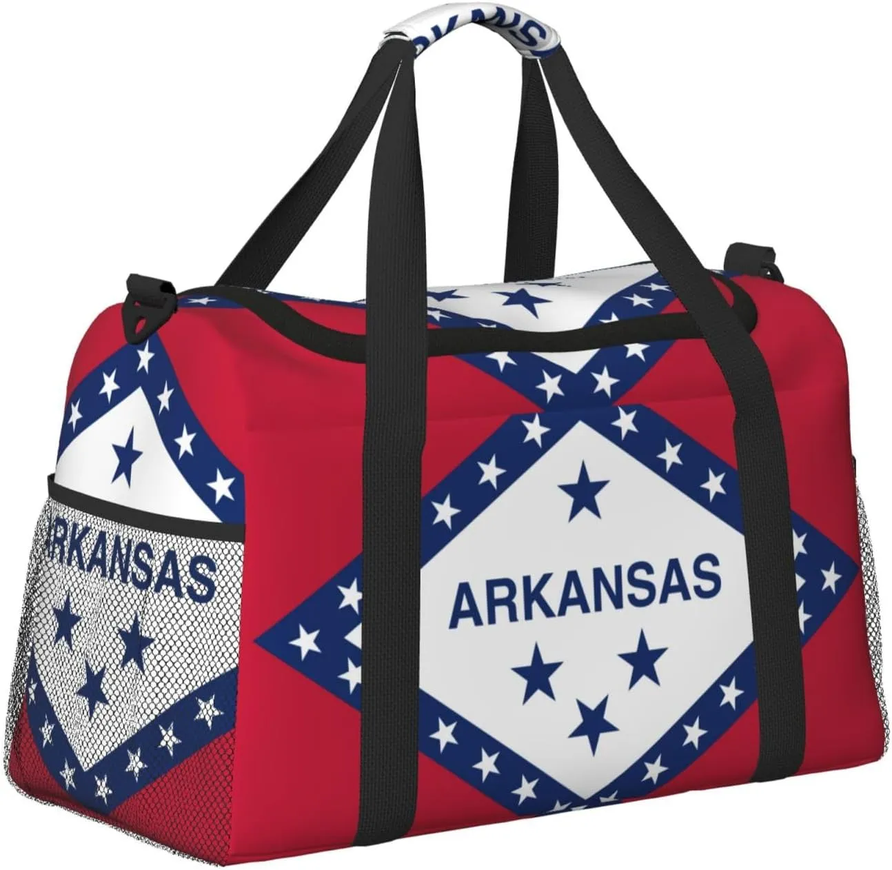 Flag Of Arkansas Travel Duffel Bag Large Foldable Waterproof Overnight Bag For Beach Swim Bags Pool Sports Gym
