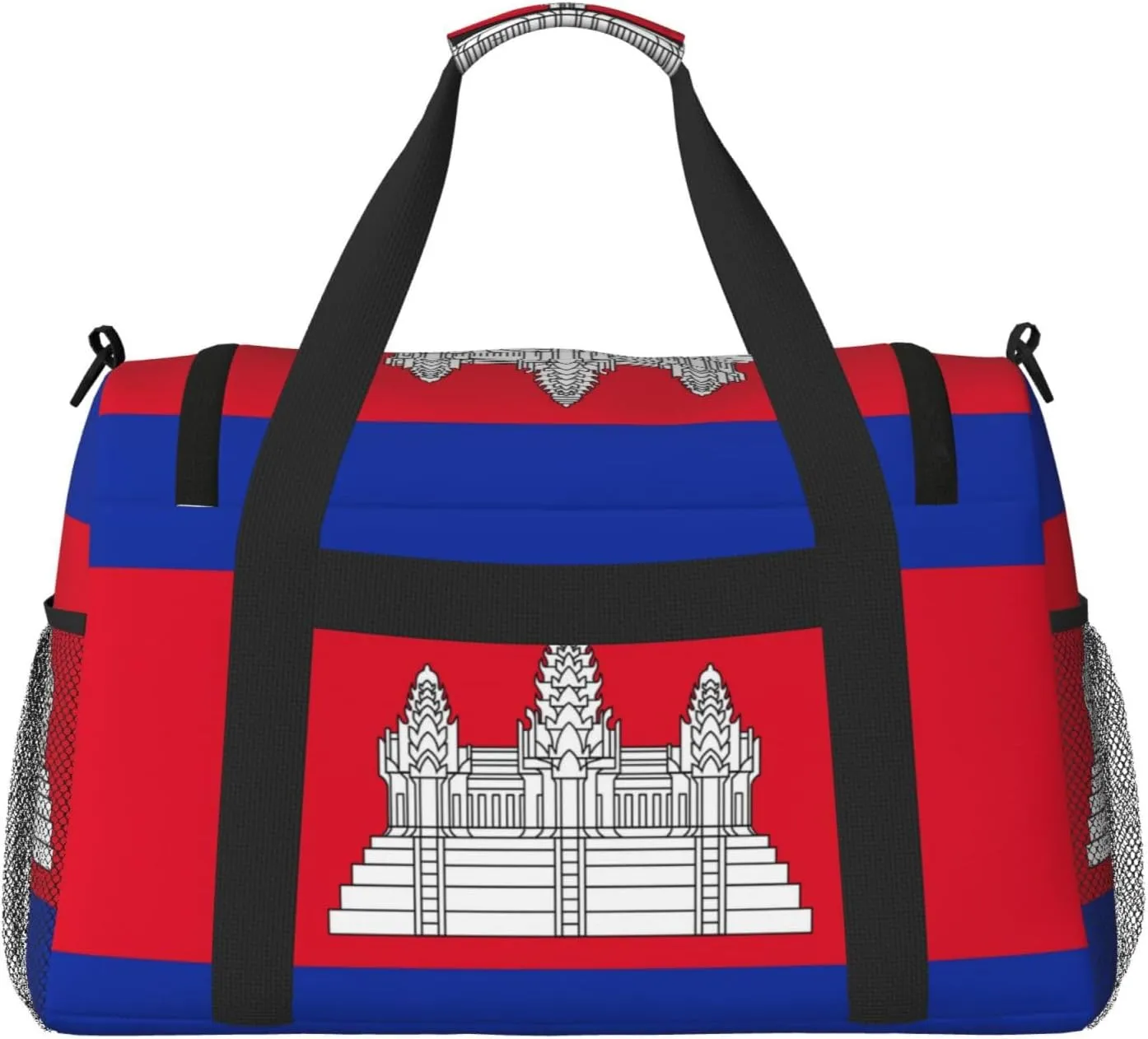 Flag Of Cambodia Travel Duffel Bag Large Foldable Waterproof Overnight Bag For Beach Swim Bags Pool Sports Gym