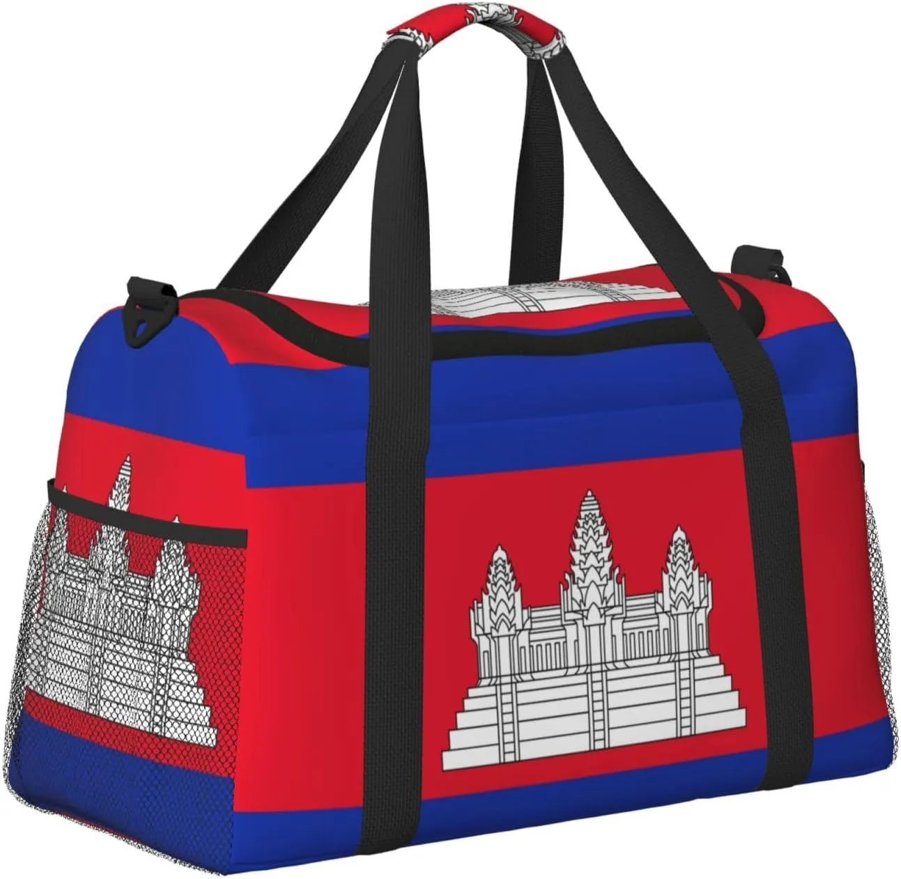 Flag Of Cambodia Travel Duffel Bag Large Foldable Waterproof Overnight Bag For Beach Swim Bags Pool Sports Gym