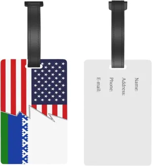 Flag of Nenets Autonomous District and America Luggage Tags for Suitcases Travel Tags ID Labels for Women Men Travel Bag Luggage Accessories