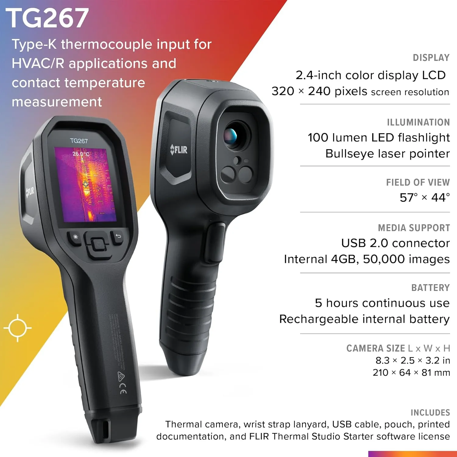 FLIR TG267 Thermal Imaging Camera with Bullseye Laser: Commercial Grade Infrared Camera for Building Inspection, HVAC and Electrical