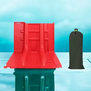 Flood Protection Board,ABS Flood Protection Barrier Reusable Water Barrier for Keeping Water Out of The Garage Bring Two Flood Bags(Red 6pcs)