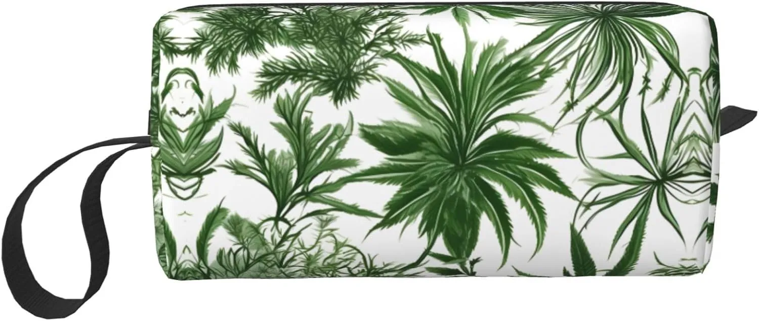 Flowering Herbs and Herbaceous Plants print Large Capacity Travel Makeup Case Organizer Makeup Bag Portable Cosmetic Bag For Women