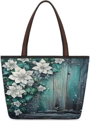 Flowers Green Planks Tote Bag for Women Womens Handbags Tote Bags for Travel Beach Gym