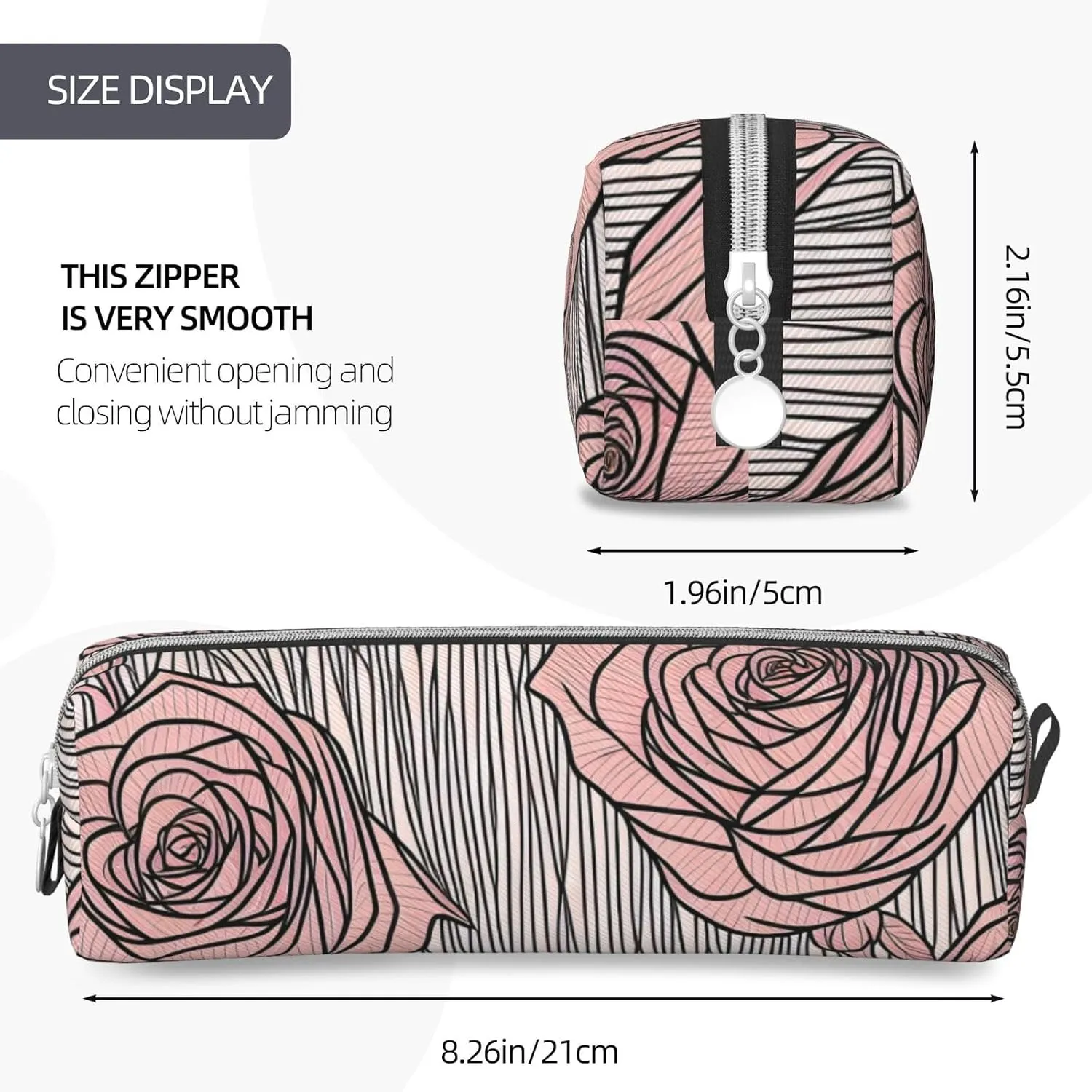 Flowers Pattern Pencil Case Pu Leather Cute Small Pencil Case Pencil Pouch Storage Bag With Zipper