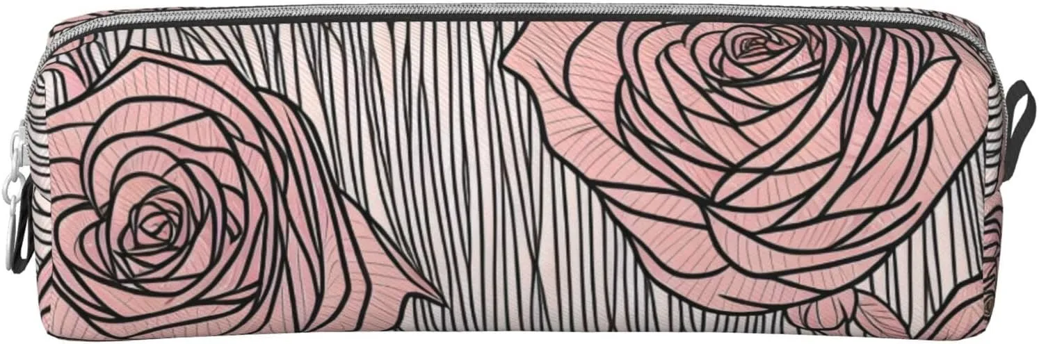 Flowers Pattern Pencil Case Pu Leather Cute Small Pencil Case Pencil Pouch Storage Bag With Zipper