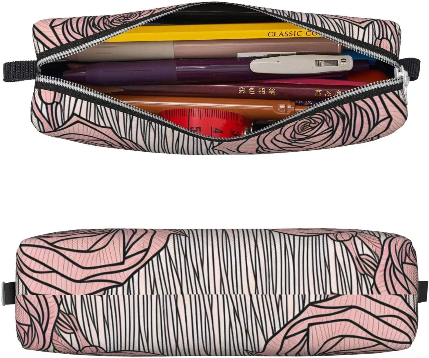 Flowers Pattern Pencil Case Pu Leather Cute Small Pencil Case Pencil Pouch Storage Bag With Zipper