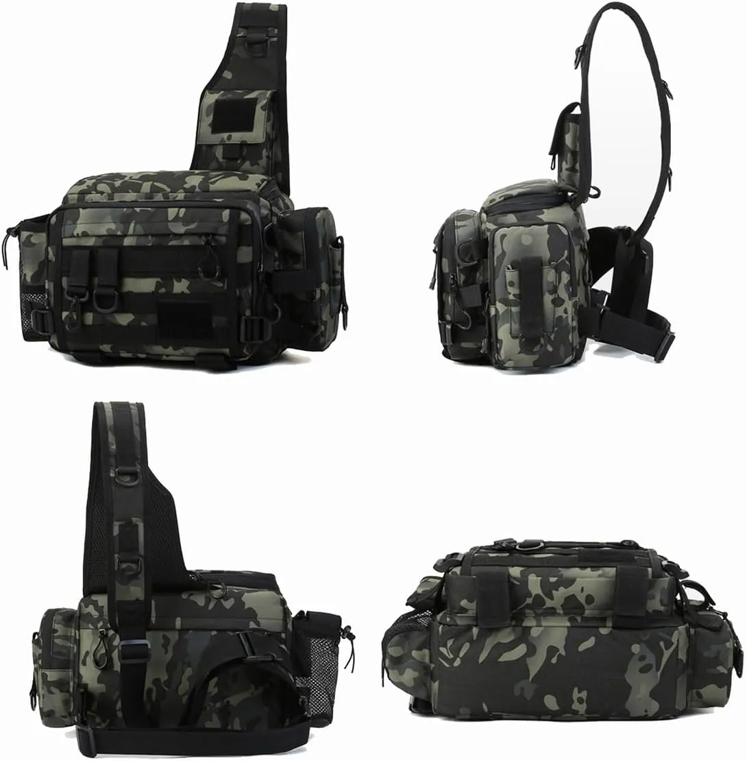 Fly Fishing Waist Tackle Bag, Large Capacity Outdoor Waterproof Fishing Tackle Bag Storage Gear (D)