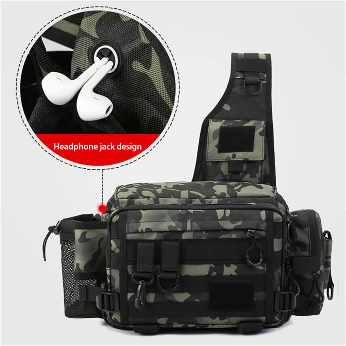 Fly Fishing Waist Tackle Bag, Large Capacity Outdoor Waterproof Fishing Tackle Bag Storage Gear (D)