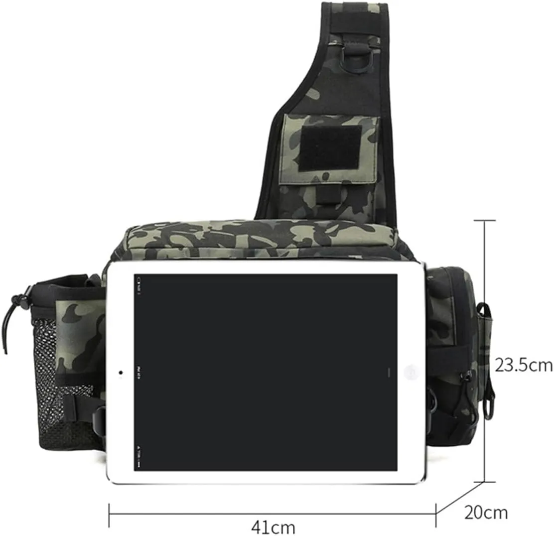 Fly Fishing Waist Tackle Bag, Large Capacity Outdoor Waterproof Fishing Tackle Bag Storage Gear (D)
