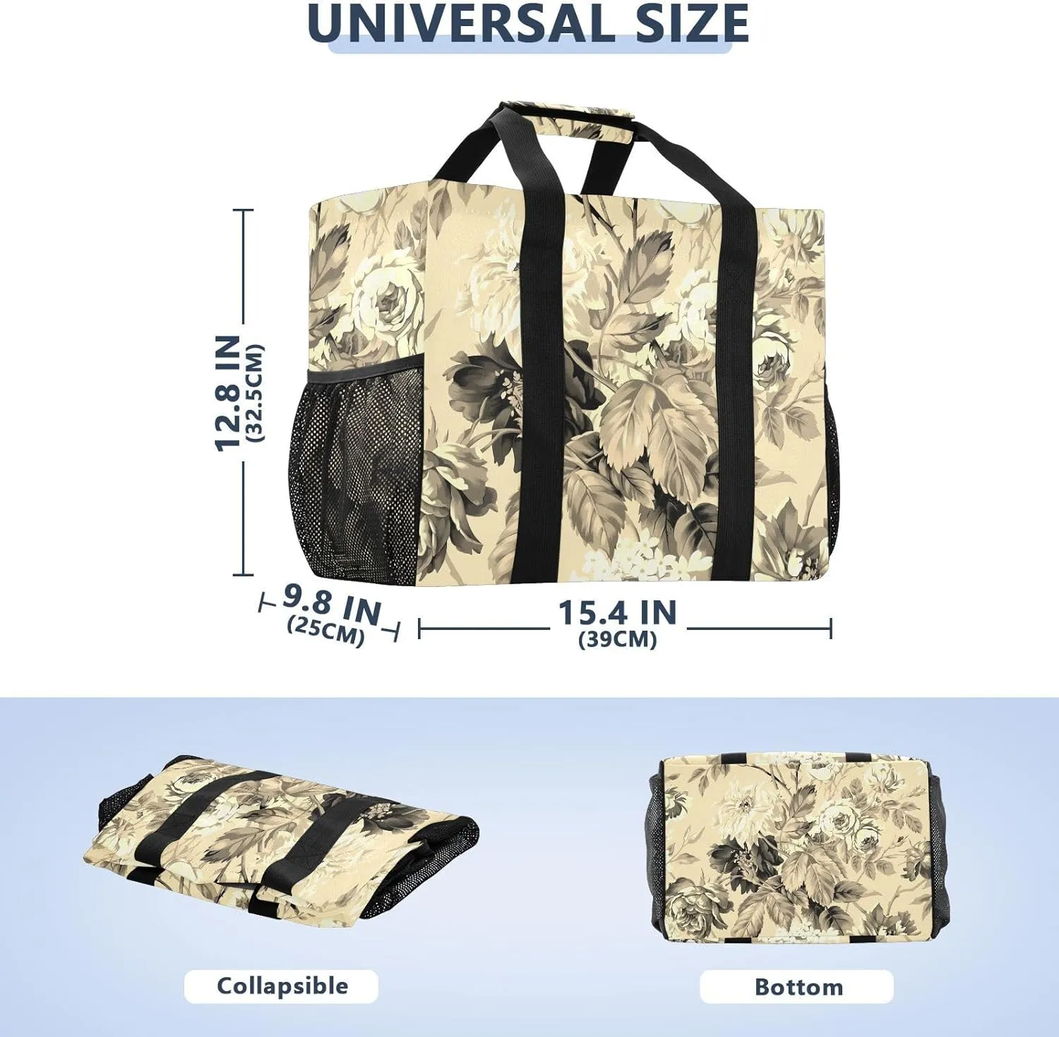 Foldable Grocery Reusable Tote Grocery Bag, Travel Canvas Shoulder Bags, Large Casual Laundry Pool Beach Bag