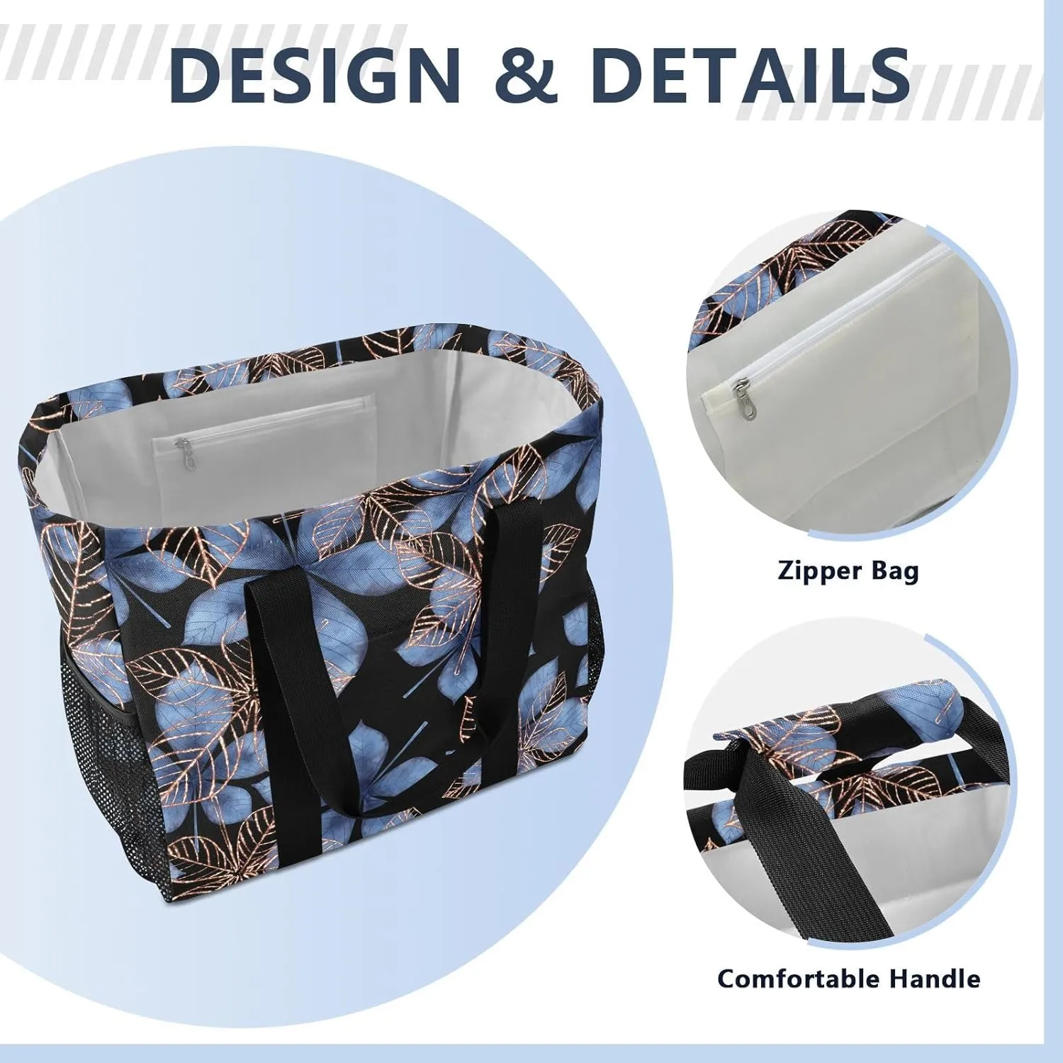 Foldable Grocery Reusable Tote Grocery Bag, Travel Canvas Shoulder Bags, Large Casual Laundry Pool Beach Bag
