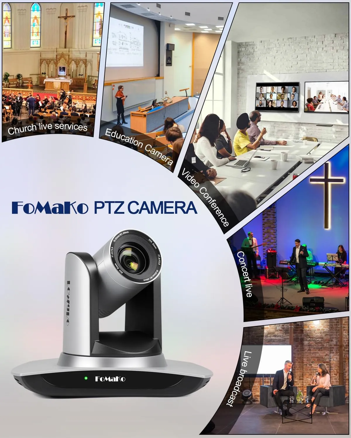 FoMaKo AI Auto Tracking HDMI PTZ Camera, 20x Optical Zoom, for Church Services Worship Education(2pcs)   KC608 Pro PTZ Controller (BH402 PTZ Bundle FMK12UH Prox2   KC608 Pro)
