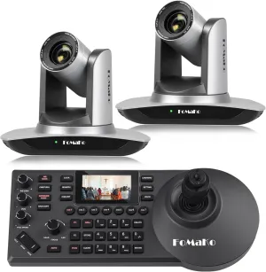 FoMaKo AI Auto Tracking HDMI PTZ Camera, 20x Optical Zoom, for Church Services Worship Education(2pcs)   KC608 Pro PTZ Controller (BH402 PTZ Bundle FMK12UH Prox2   KC608 Pro)