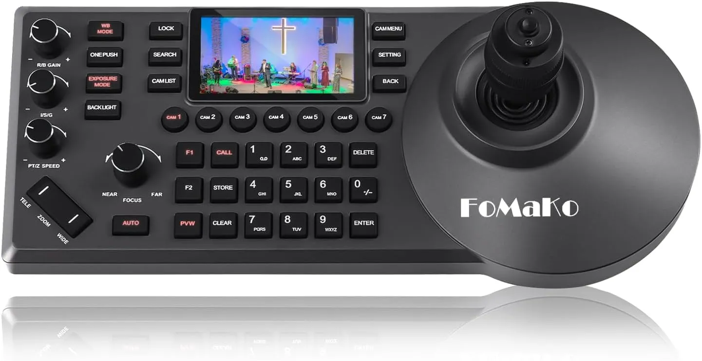 FoMaKo AI Auto Tracking HDMI PTZ Camera, 20x Optical Zoom, for Church Services Worship Education(2pcs)   KC608 Pro PTZ Controller (BH402 PTZ Bundle FMK12UH Prox2   KC608 Pro)