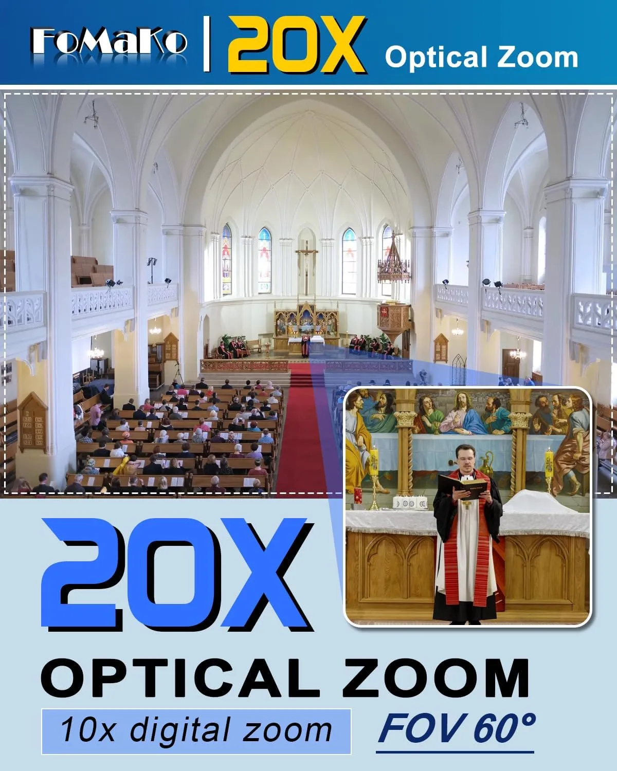 FoMaKo NDI Camera Support NDI 6 & NDI HX3, AI Auto Tracking HDMI PTZ Camera,20x Optical Zoom PoE PTZ Controller (BN401 PTZ Bundle FMK20UH NDI KC608)
