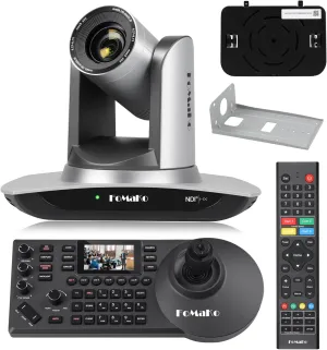 FoMaKo NDI Camera Support NDI 6 & NDI HX3, AI Auto Tracking HDMI PTZ Camera,20x Optical Zoom PoE PTZ Controller (BN401 PTZ Bundle FMK20UH NDI KC608)