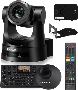 FoMaKo PTZ Camera, 20x Optical Zoom, AI Auto Tracking PoE HDMI Camera for Church Worship (BH201 PTZ Bundle FMK20SDI  KC608)