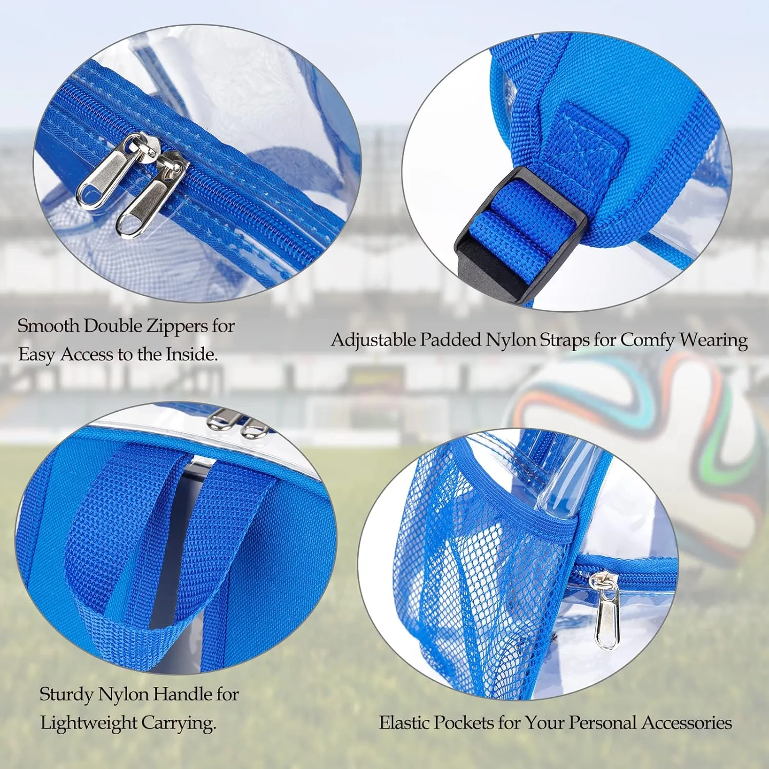 Fomaris Clear Backpack 12x12x6, Small See Through Transparent Backpack Bag Stadium Approved for Concert Game Sports Events Festival Work (Blue)