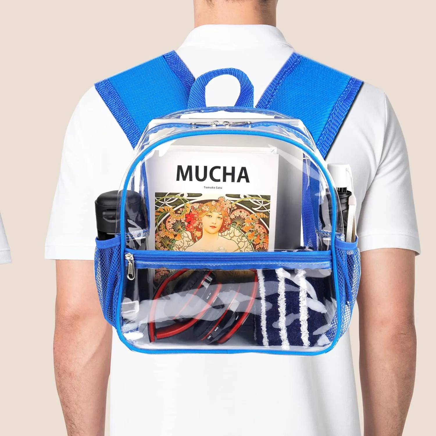 Fomaris Clear Backpack 12x12x6, Small See Through Transparent Backpack Bag Stadium Approved for Concert Game Sports Events Festival Work (Blue)