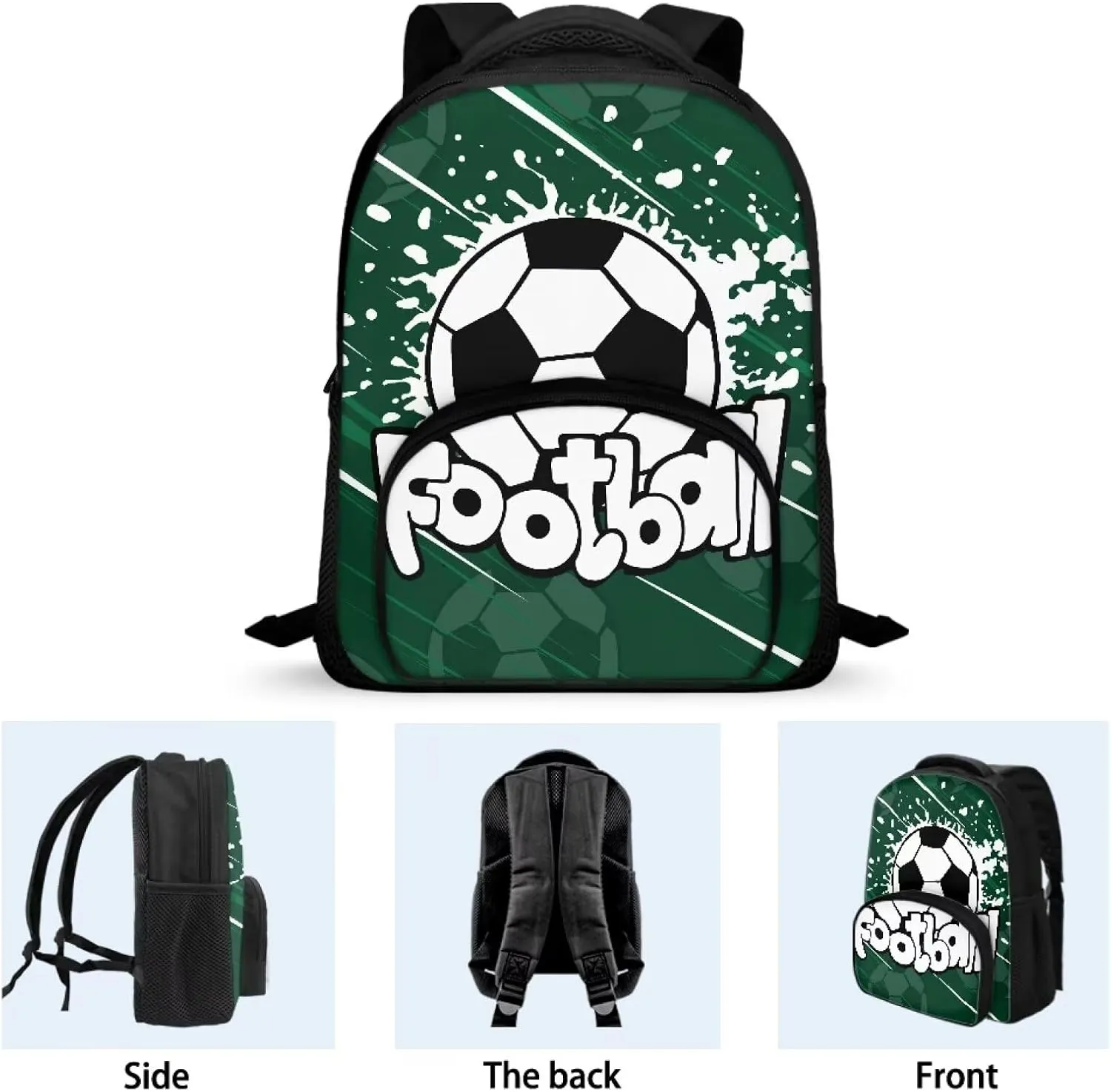 Football Print Backpack for Boys Lightweight School Bag with Multiple Compartments for Kindergarten Elementary School Students Portable 12 Inch Backpack for Teens Nice Gifts