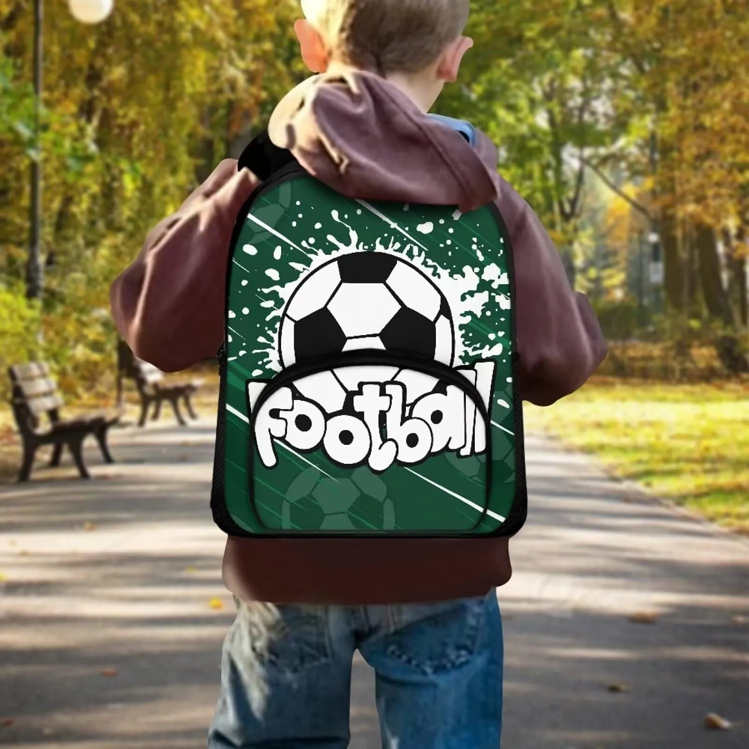 Football Print Backpack for Boys Lightweight School Bag with Multiple Compartments for Kindergarten Elementary School Students Portable 12 Inch Backpack for Teens Nice Gifts