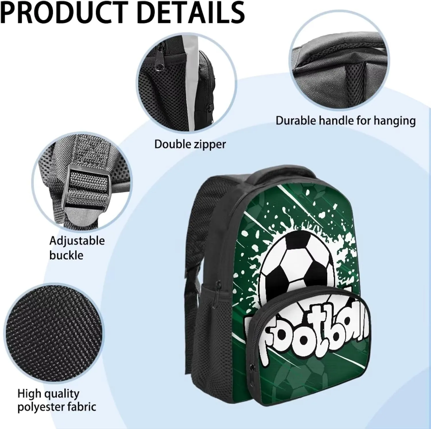 Football Print Backpack for Boys Lightweight School Bag with Multiple Compartments for Kindergarten Elementary School Students Portable 12 Inch Backpack for Teens Nice Gifts