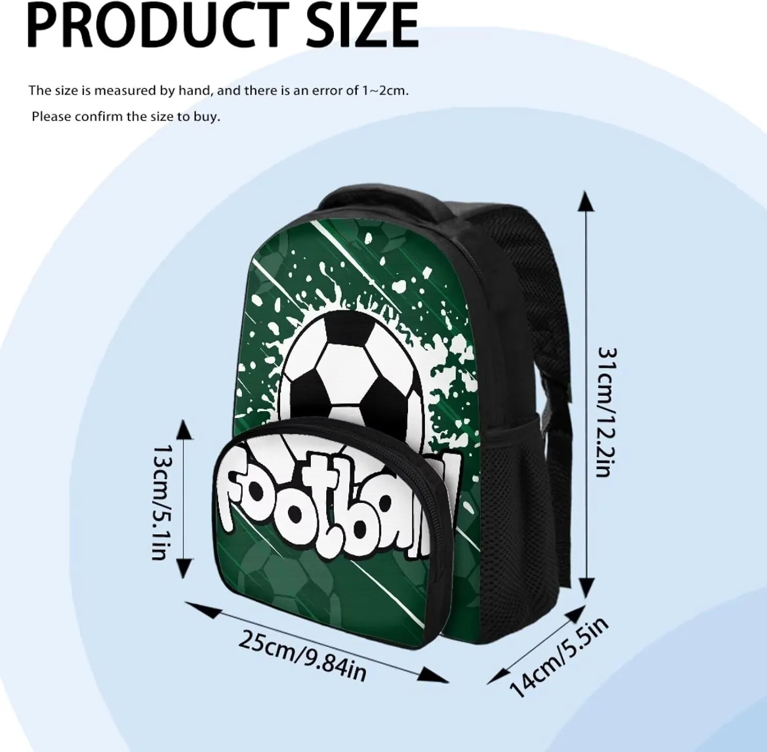 Football Print Backpack for Boys Lightweight School Bag with Multiple Compartments for Kindergarten Elementary School Students Portable 12 Inch Backpack for Teens Nice Gifts
