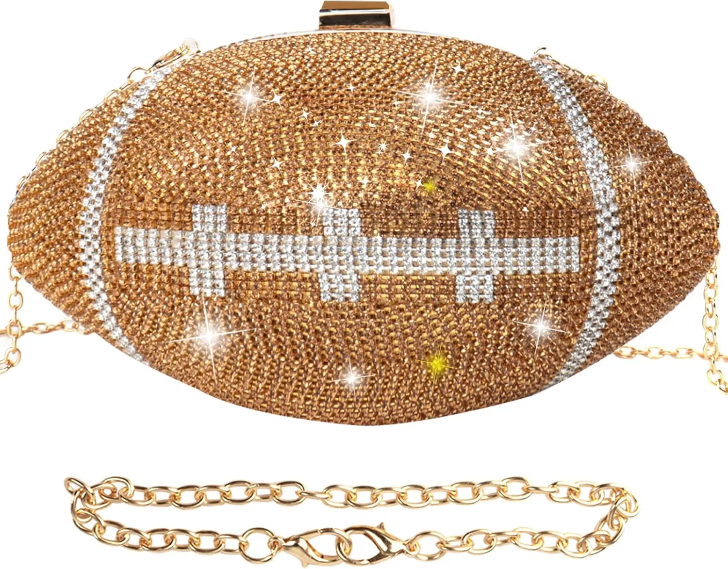 Football Purse Rhinestone Sparkly Glitter Clutch Purses Women Bling Evening Bag Crystal Rugby Ball Shaped Novelty for Party