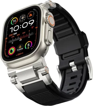 For Apple Watch Ultra 2/Ultra Band 49mm/45mm/44mm/42mm For Men, FKM Rugged Bands Military Sport Replacement Strap For IWatch SE2/SE/9/8/7/6/5/4/3/2/1