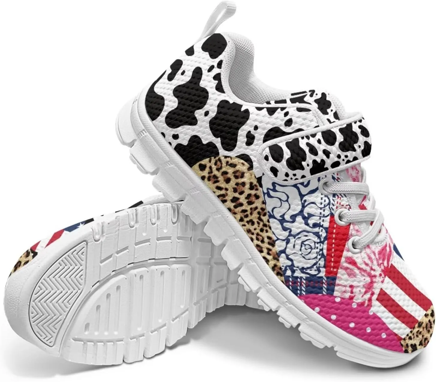 Forchrinse Tie Dye Ladybug Daisy Print Kids Sneakers for Boys Girls Ladybug Tennis Running Shoes for Little Kids Causal School Sport Sneakers Lightweight
