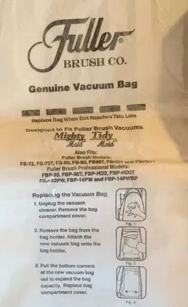 Fuller Brush Mighty-Maid, Tidy-Maid, Professional Uprights Paper Vacuum Bags - 6pk - FBP-6