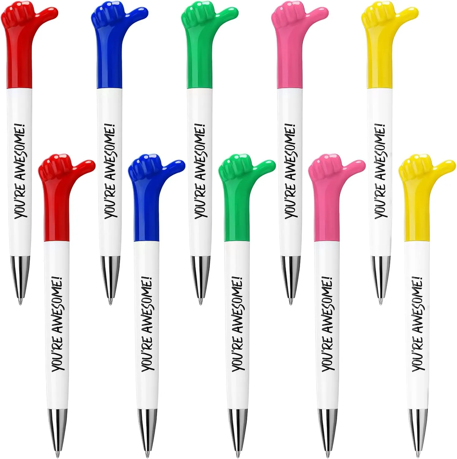 Fumete 25 Pcs You're Awesome Thumbs up Pens Thank You Gifts Inspirational Quotes Fun Employee Appreciation Ballpoint Pen Bulk for Graduation School Student Teacher Nurse Coworker