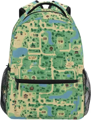 Fun Backpack for Teens Boys Girls Waterproof Business Work Bag with Chest Strap Gift Men & Women Game Map