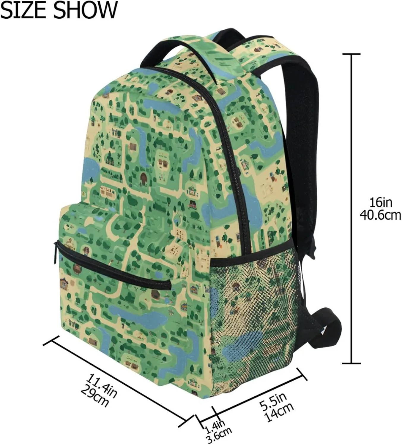 Fun Backpack for Teens Boys Girls Waterproof Business Work Bag with Chest Strap Gift Men & Women Game Map