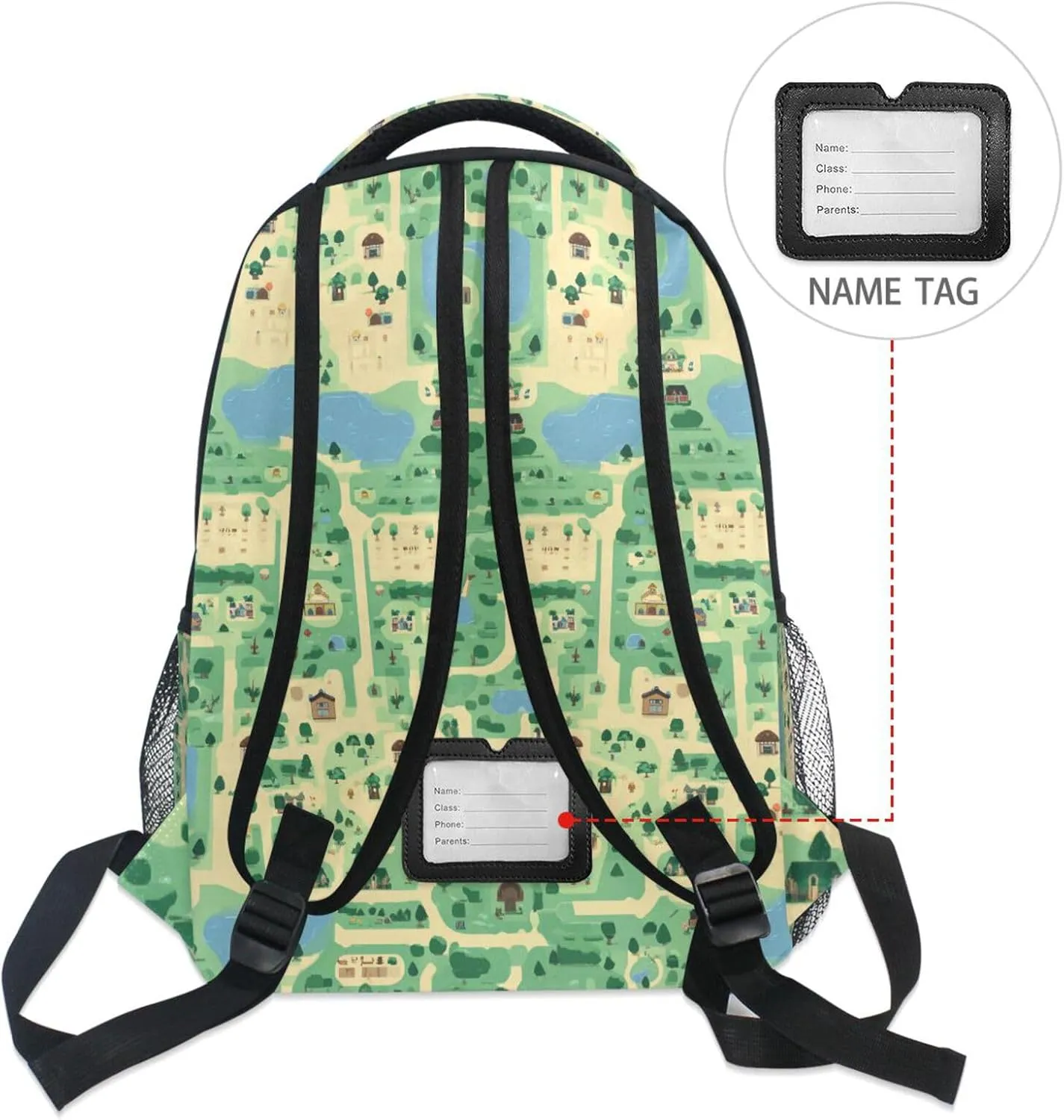 Fun Backpack for Teens Boys Girls Waterproof Business Work Bag with Chest Strap Gift Men & Women Game Map