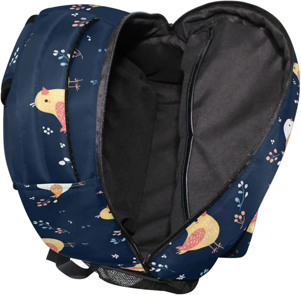 Fun Backpack for Women Men Waterproof Outdoor Backpack with Chest Strap for Business Work College Travel Trip Cartoon Cute Bird Navy Blue