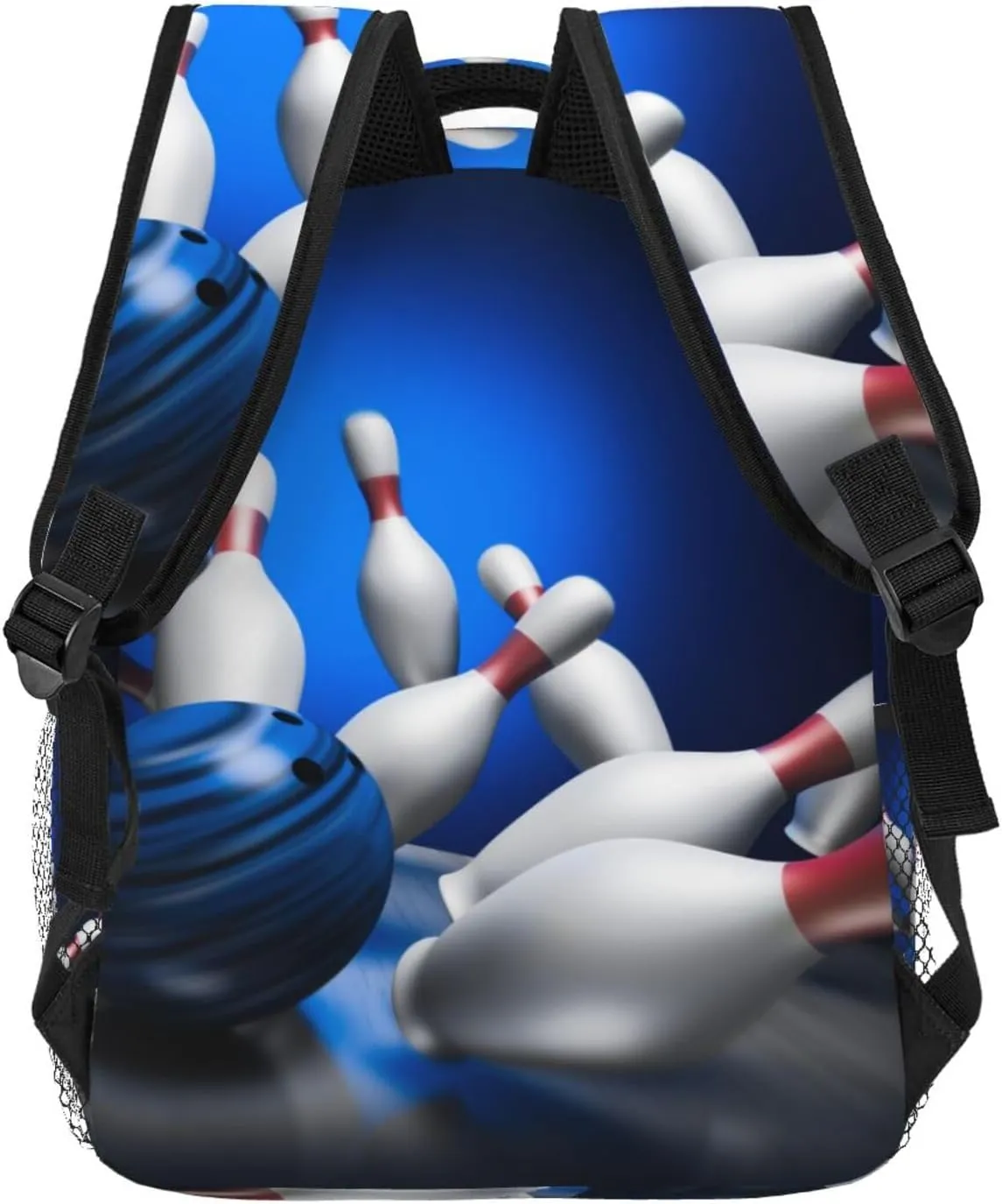 Fun Blue Bowling Backpack For School Laptop Bags Bookbag Big Casual Daypack For Student Girls Boys Kids Teens Travel Sports Work