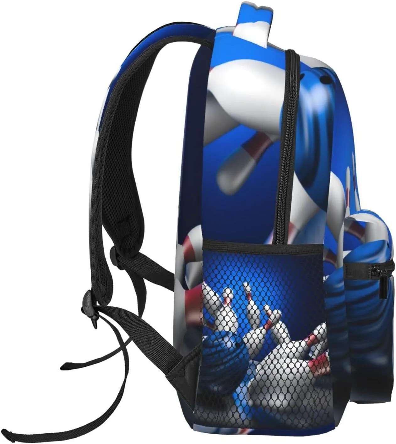 Fun Blue Bowling Backpack For School Laptop Bags Bookbag Big Casual Daypack For Student Girls Boys Kids Teens Travel Sports Work