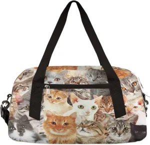 Funny Cat Kids Duffle Bag for Boys Girls Dance Bag,Animal Kitten Sport Gym Bags Overnight Travel Bags Teen Kids Weekender Bag for School Practice Gymnastic Ballet