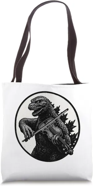 Funny Orchestra Musician Violinist Dinosaur Playing Violin Tote Bag