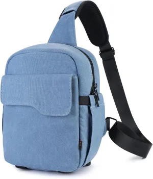 G-raphy Dslr Camera Sling Bag with Tripod Holder 8.6 x 5 x 11 inches Canvas DSLR SLR Bags for Photographers with Raincover Blue Women Men