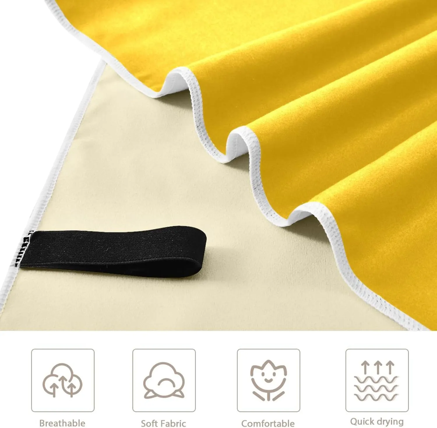 GAIGEO Amber Beach Towel Quick Dry, Beach Towel with Storage Bag, Beach Towels for Men Women, for Summer Swim, Travel Beach Towel, 30"x60"