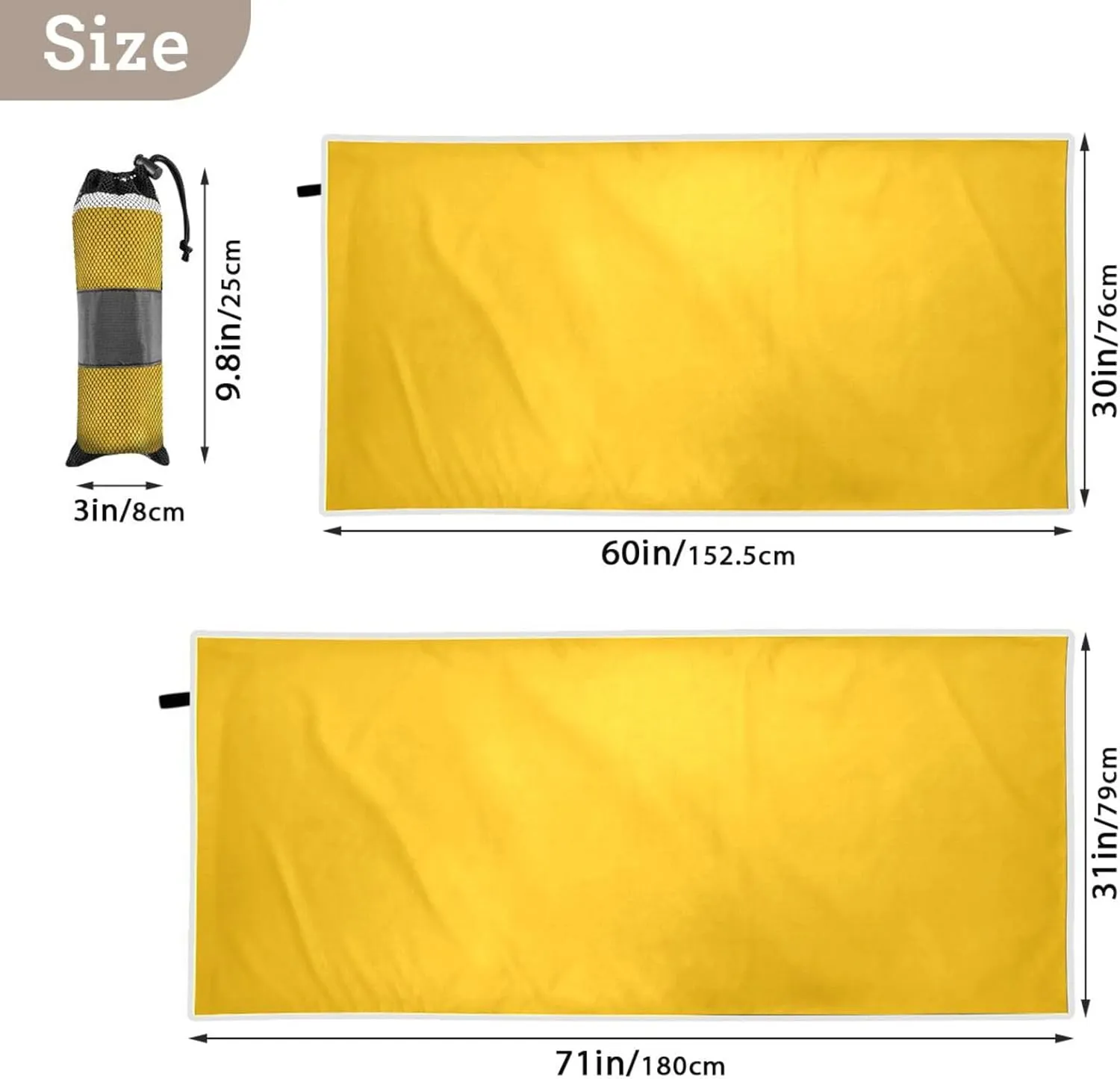 GAIGEO Amber Beach Towel Quick Dry, Beach Towel with Storage Bag, Beach Towels for Men Women, for Summer Swim, Travel Beach Towel, 30"x60"