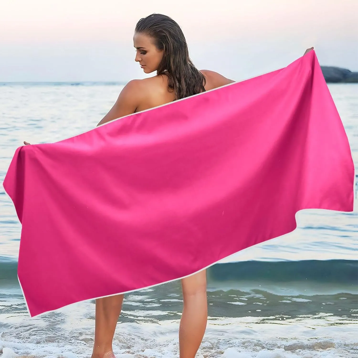 GAIGEO Carmine Quick Dry Microfiber Beach Towel, Lightweight Beach Towel with Storage Bag, for Adult, Quick Dry Towels for Camping, Travel, 30"x60"