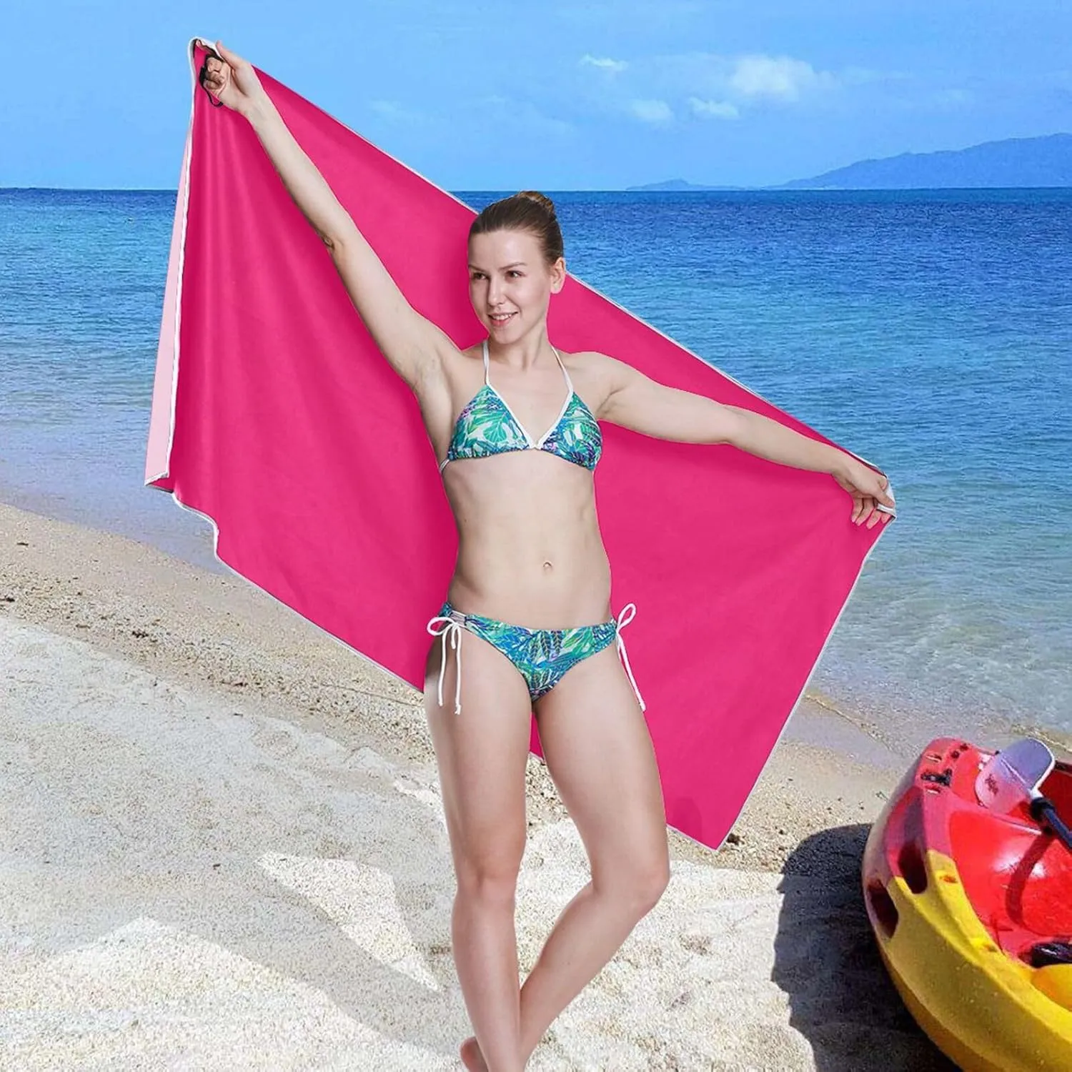 GAIGEO Carmine Quick Dry Microfiber Beach Towel, Lightweight Beach Towel with Storage Bag, for Adult, Quick Dry Towels for Camping, Travel, 30"x60"