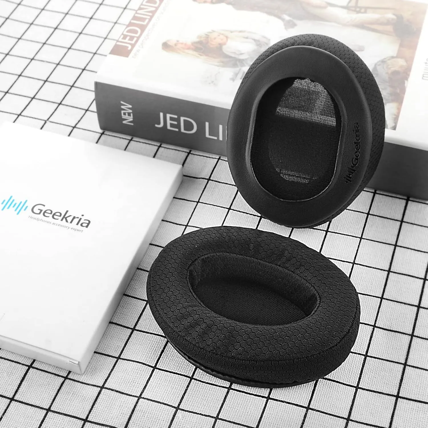 Geekria Comfort Extra Thick Mesh Fabric Replacement Ear Pads for Turtle Beach Stealth 400, 500X, 700X, 420X, Ear Force XO Seven, XP500, PX5, PX4, X42 Headphones, Ear Cushions (Black)