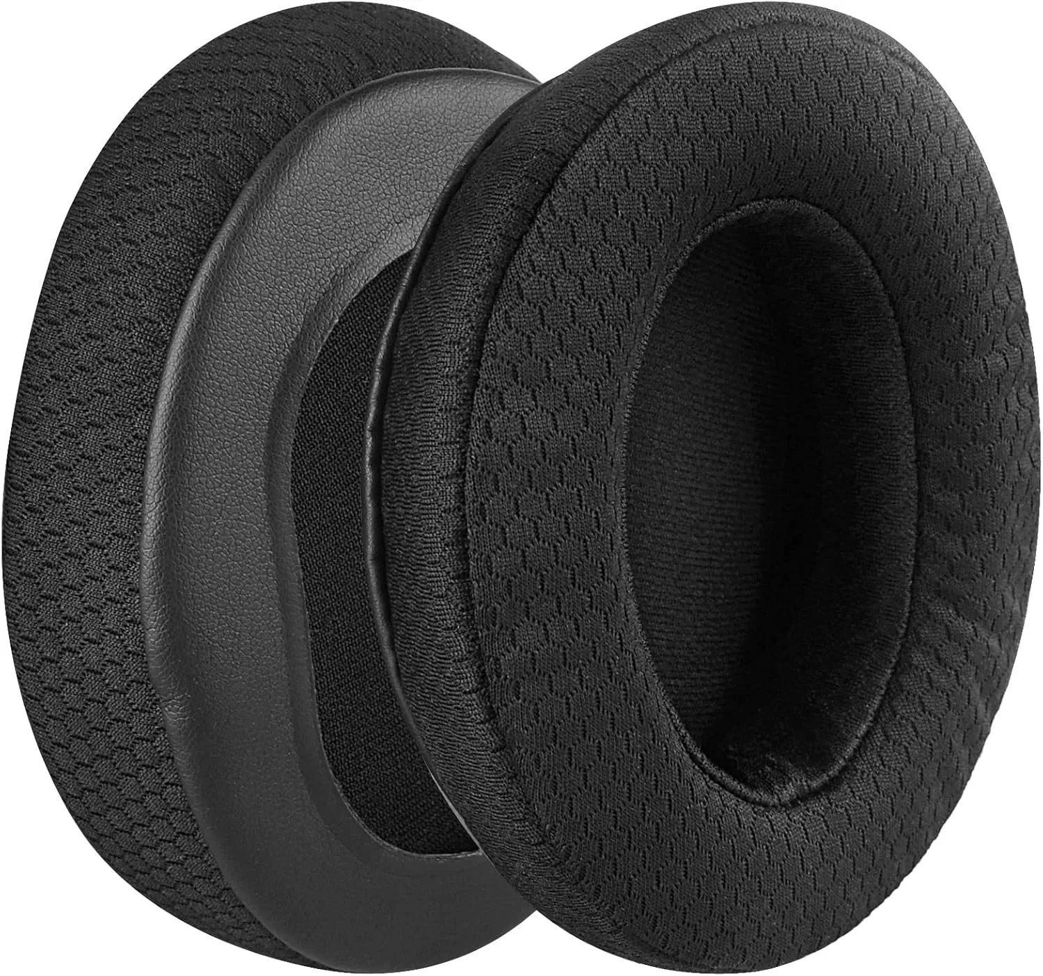 Geekria Comfort Extra Thick Mesh Fabric Replacement Ear Pads for Turtle Beach Stealth 400, 500X, 700X, 420X, Ear Force XO Seven, XP500, PX5, PX4, X42 Headphones, Ear Cushions (Black)